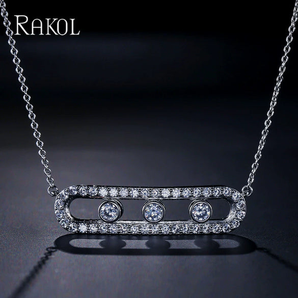 Korean Style Jewelry Wholesale Simple Fashion Microinlaid 3A Zircon Rotating Necklace Clavicle Chain Factory