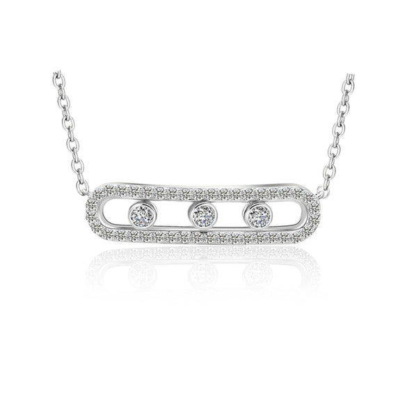 Korean Style Jewelry Wholesale Simple Fashion Microinlaid 3A Zircon Rotating Necklace Clavicle Chain Factory