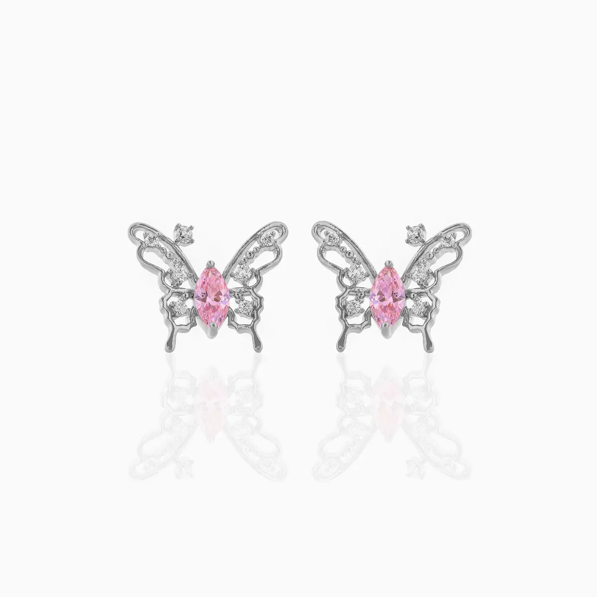 Sweet Insect Butterfly Brass Artificial Rhinestones Ear Studs