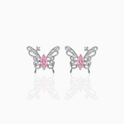 Sweet Insect Butterfly Brass Artificial Rhinestones Ear Studs