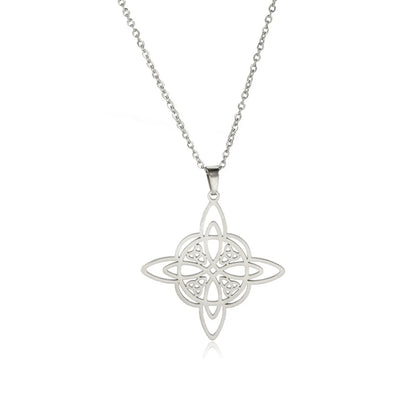 Korean Style One-piece Delivery Personalized Witch Double-layer Celtic Triangle Pendant 304 Stainless Steel Necklace