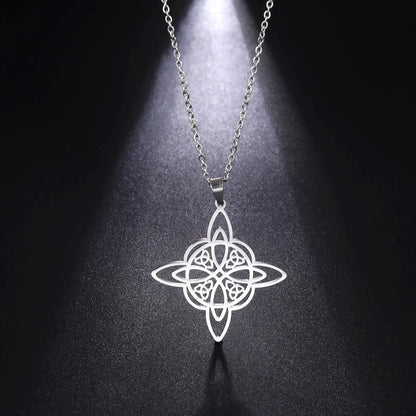 Korean Style One-piece Delivery Personalized Witch Double-layer Celtic Triangle Pendant 304 Stainless Steel Necklace