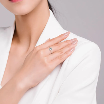 Korean Style Oval Sterling Silver Plating Inlay Zircon 14k Gold Plated Rhodium Plated Charm Ring