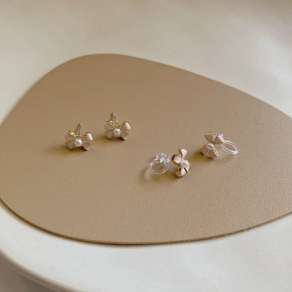 Korean Style Pearl Bow Stud Earrings Fashion Earrings