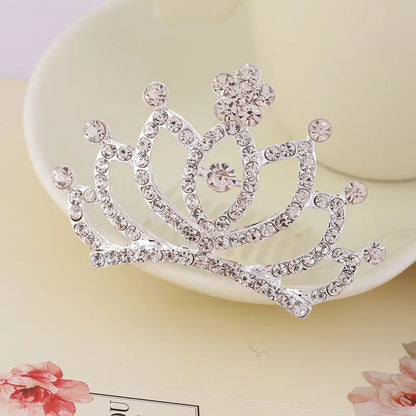 Korean Style Rhinestone Children'S Crown Comb Hair Accessories Girls' Performance Dance Performance Girls' Birthday Gift Wholesale