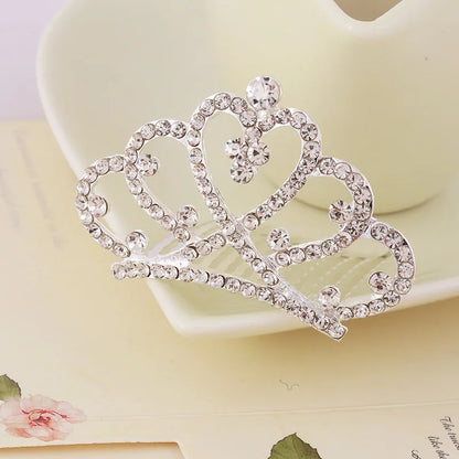 Korean Style Rhinestone Children'S Crown Comb Hair Accessories Girls' Performance Dance Performance Girls' Birthday Gift Wholesale