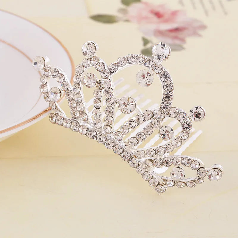 Korean Style Rhinestone Children'S Crown Comb Hair Accessories Girls' Performance Dance Performance Girls' Birthday Gift Wholesale