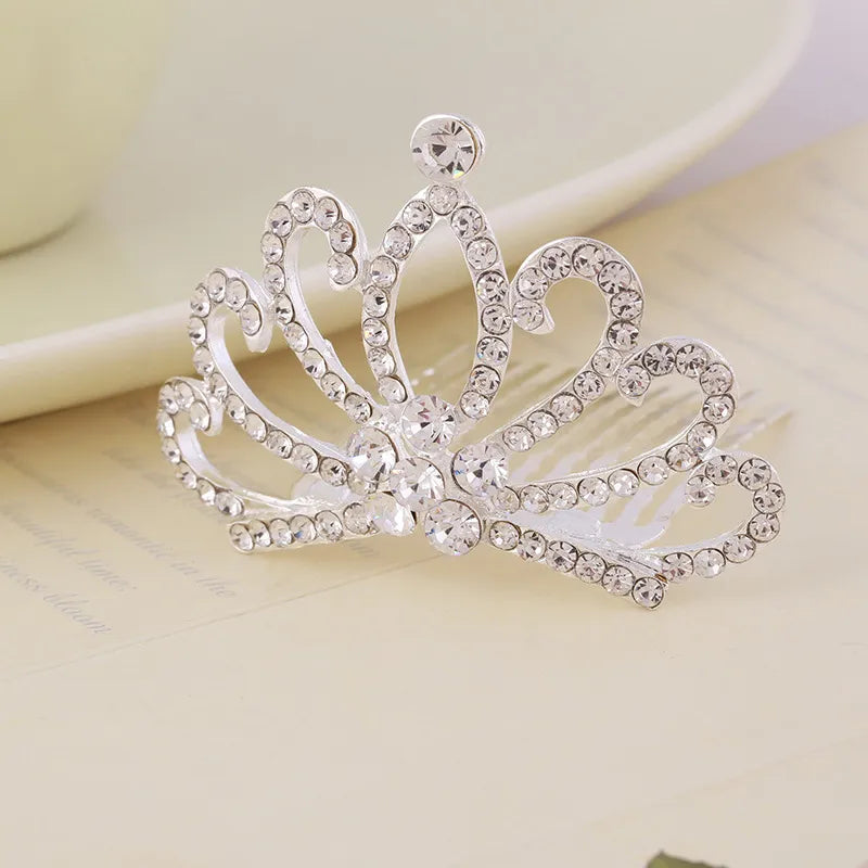 Korean Style Rhinestone Children'S Crown Comb Hair Accessories Girls' Performance Dance Performance Girls' Birthday Gift Wholesale