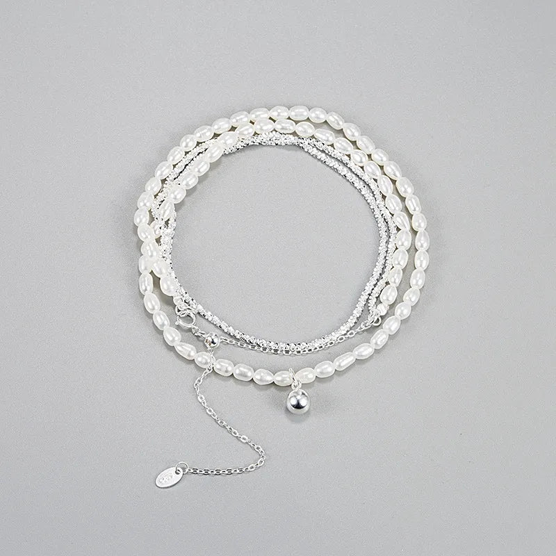 Korean Style Round Sterling Silver Layered Necklaces