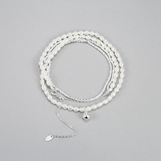 Korean Style Round Sterling Silver Layered Necklaces