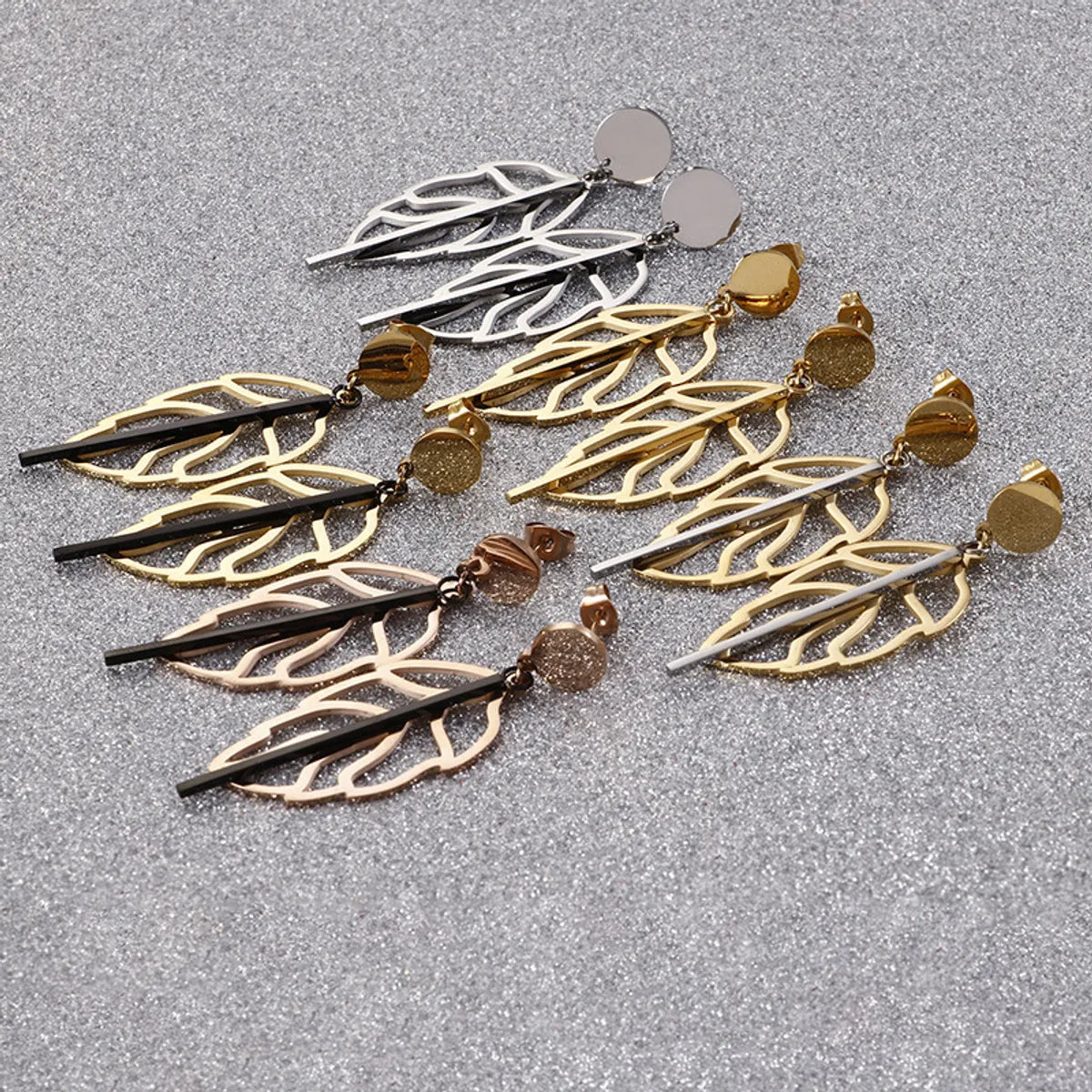 Korean Style Simple Leaves Stainless Steel Earrings Wholesale Gooddiy