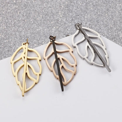 Korean Style Simple Leaves Stainless Steel Earrings Wholesale Gooddiy