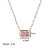 Korean Style Square Titanium Steel Inlay Zircon Necklace