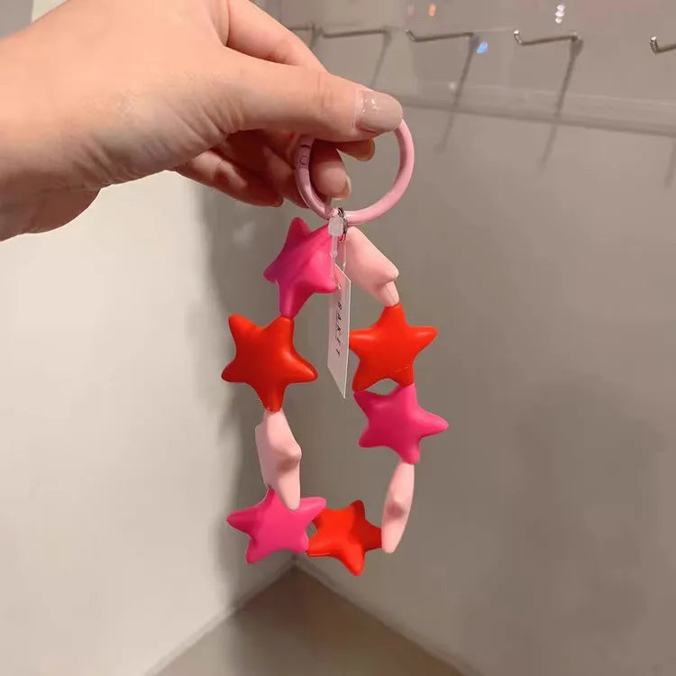 Korean Style Star Silica Gel Women'S Keychain