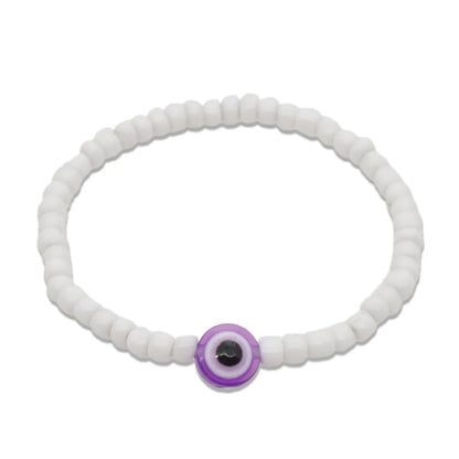 Korean Style White Glass Beads Glass Eye Bracelet Wholesale