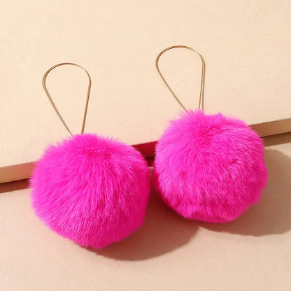 Korean Style Wild Pop Fluff Ball Earrings