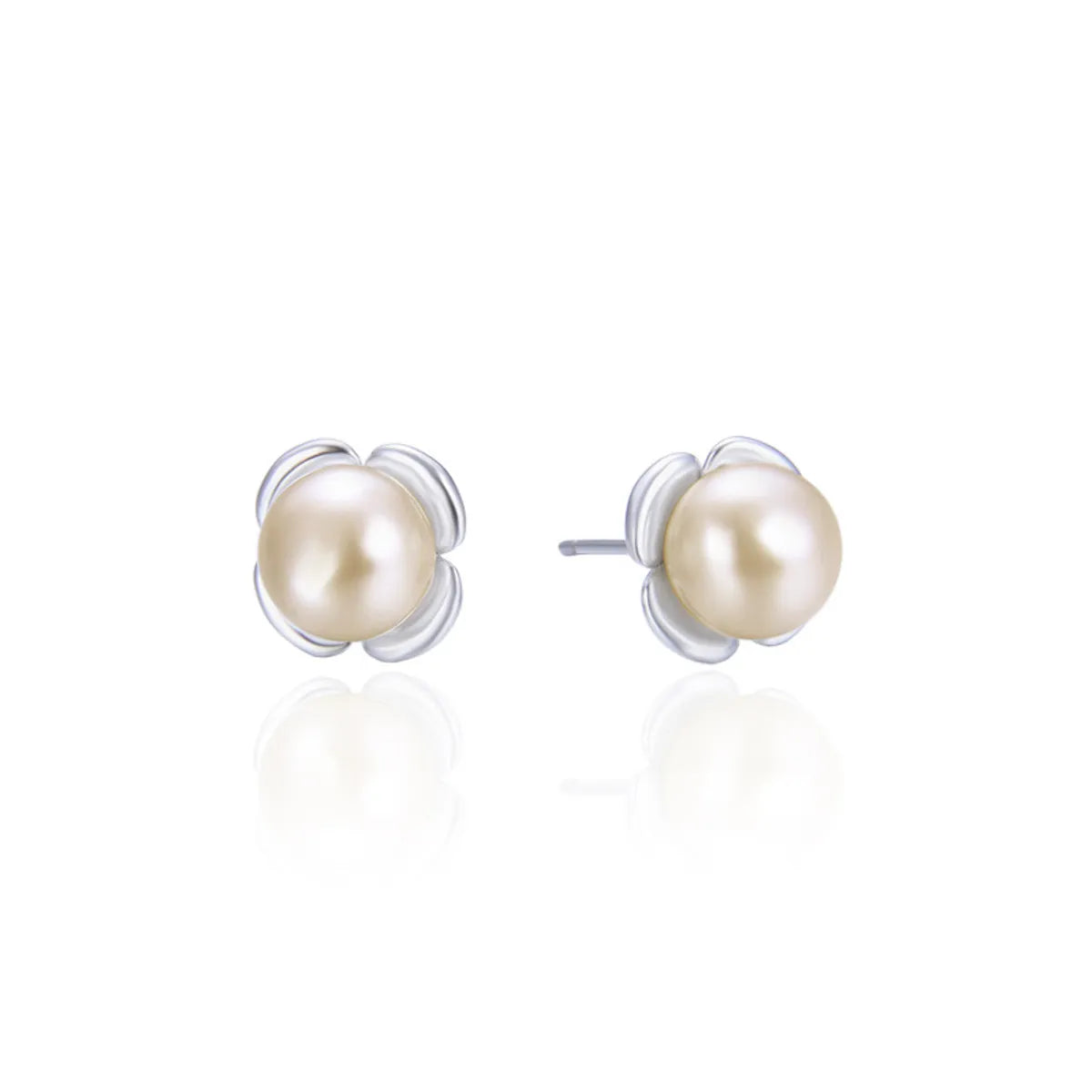 Korean Temperament Fashion Flower Pearl S925 Silver Small Bead Earrings