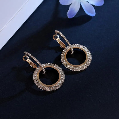 Korean Temperament Geometric Circle Artificial Gemstone Earrings Nhdp149412