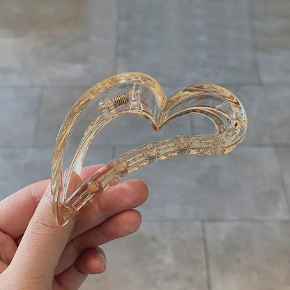 New Simple Korean Style Women'S Transparent Cutout Grip Fresh Color Barrettes Girl Heart Barrettes Wholesale