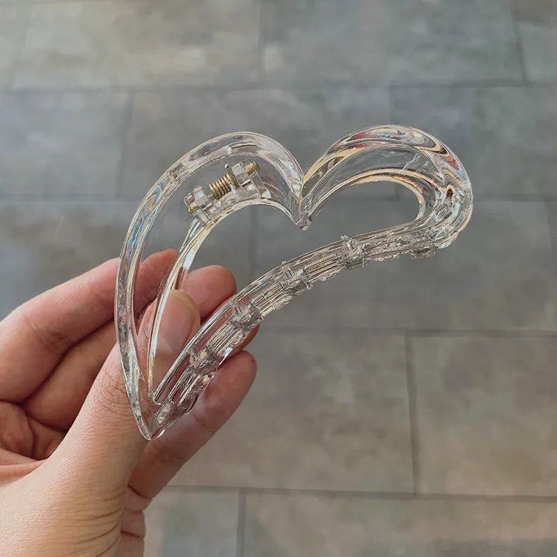 New Simple Korean Style Women'S Transparent Cutout Grip Fresh Color Barrettes Girl Heart Barrettes Wholesale