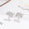 Korean Version Of Cute Silver-Plated Tree Of Life Earrings Plant Full Of Diamonds Tree Of Life Earrings