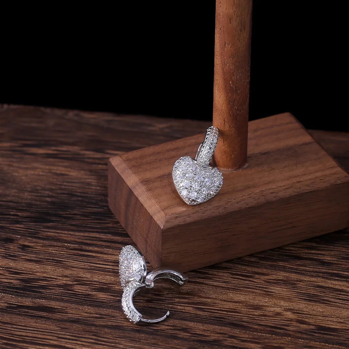 Korean Version Of Heart Pendant Copper Inlaid Zircon Earrings