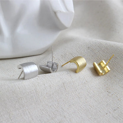 Korean Version Of S925 Sterling Silver Earrings Geometric Half-ring Earrings Silver Earrings