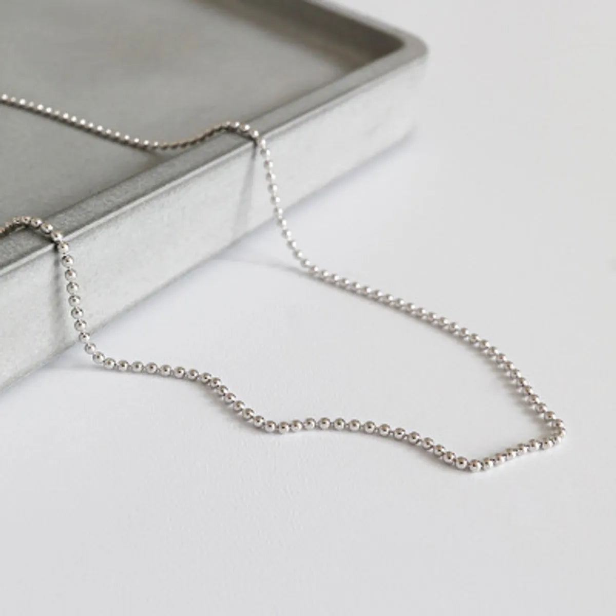 Korean Version Of S925 Sterling Silver Wild Round Bead Snake Bone Box Cross Melon Seed Necklace