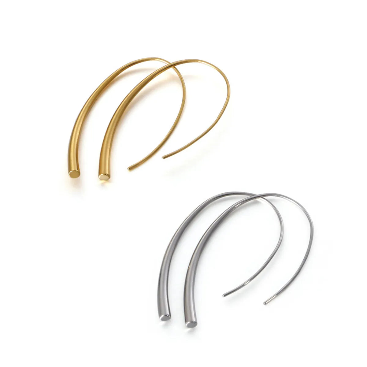 Korean Style Stylish And Simple Personality Line Earrings Titanium Steel Creative Temperamental Cold Style Line Women's Earrings