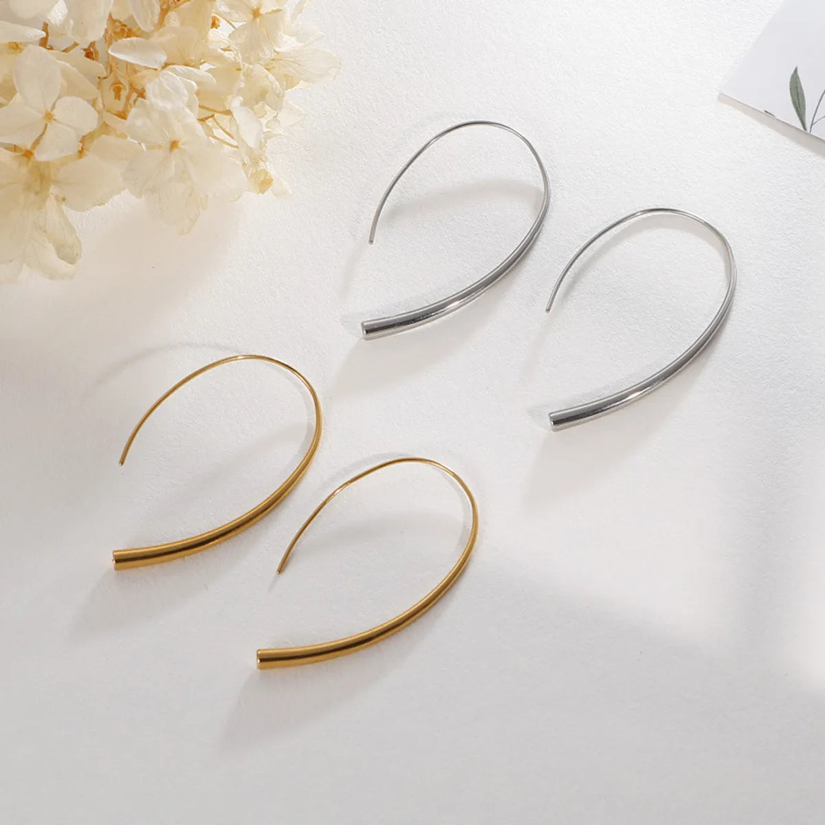 Korean Style Stylish And Simple Personality Line Earrings Titanium Steel Creative Temperamental Cold Style Line Women's Earrings