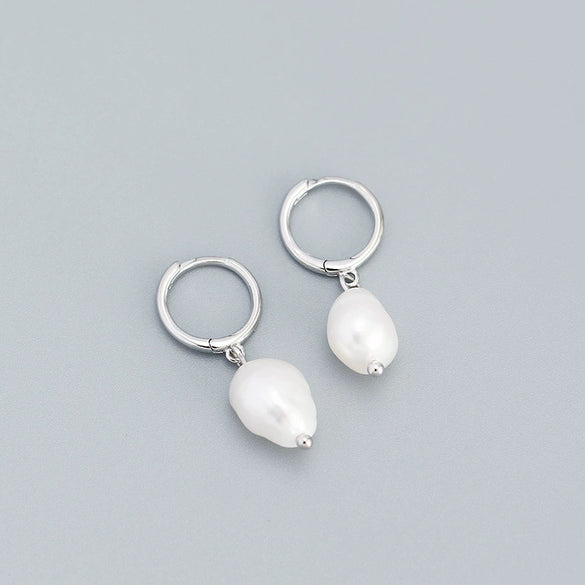 Korean Version Of Sterling Silver Earrings Minimalist Baroque Irregular Freshwater Pearl Earrings