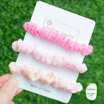 Korean Version Of Sweet High Elastic Small Intestine Hair Band Ball Hair Rope Rubber Band Girls Small Jewelry Head Rope Wholesale