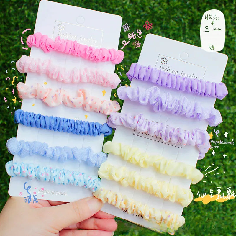 Korean Version Of Sweet High Elastic Small Intestine Hair Band Ball Hair Rope Rubber Band Girls Small Jewelry Head Rope Wholesale