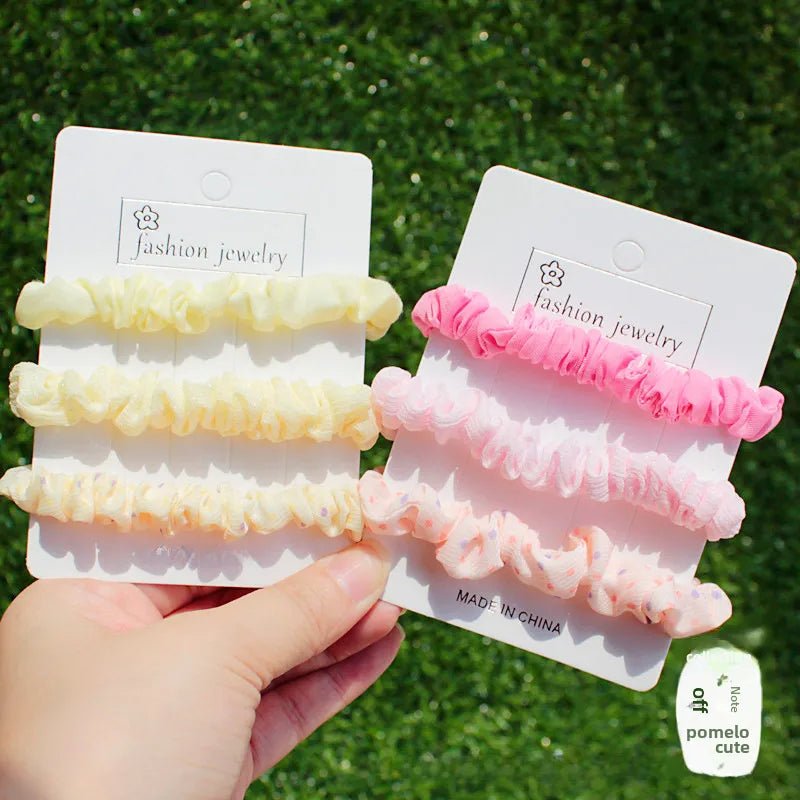 Korean Version Of Sweet High Elastic Small Intestine Hair Band Ball Hair Rope Rubber Band Girls Small Jewelry Head Rope Wholesale