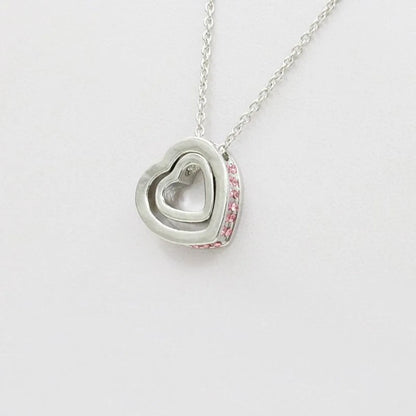 Korean Version Of The Double Heart Artificial Gem Double-layer Peach Heart Clavicle Crystal Necklace Nhdp150120