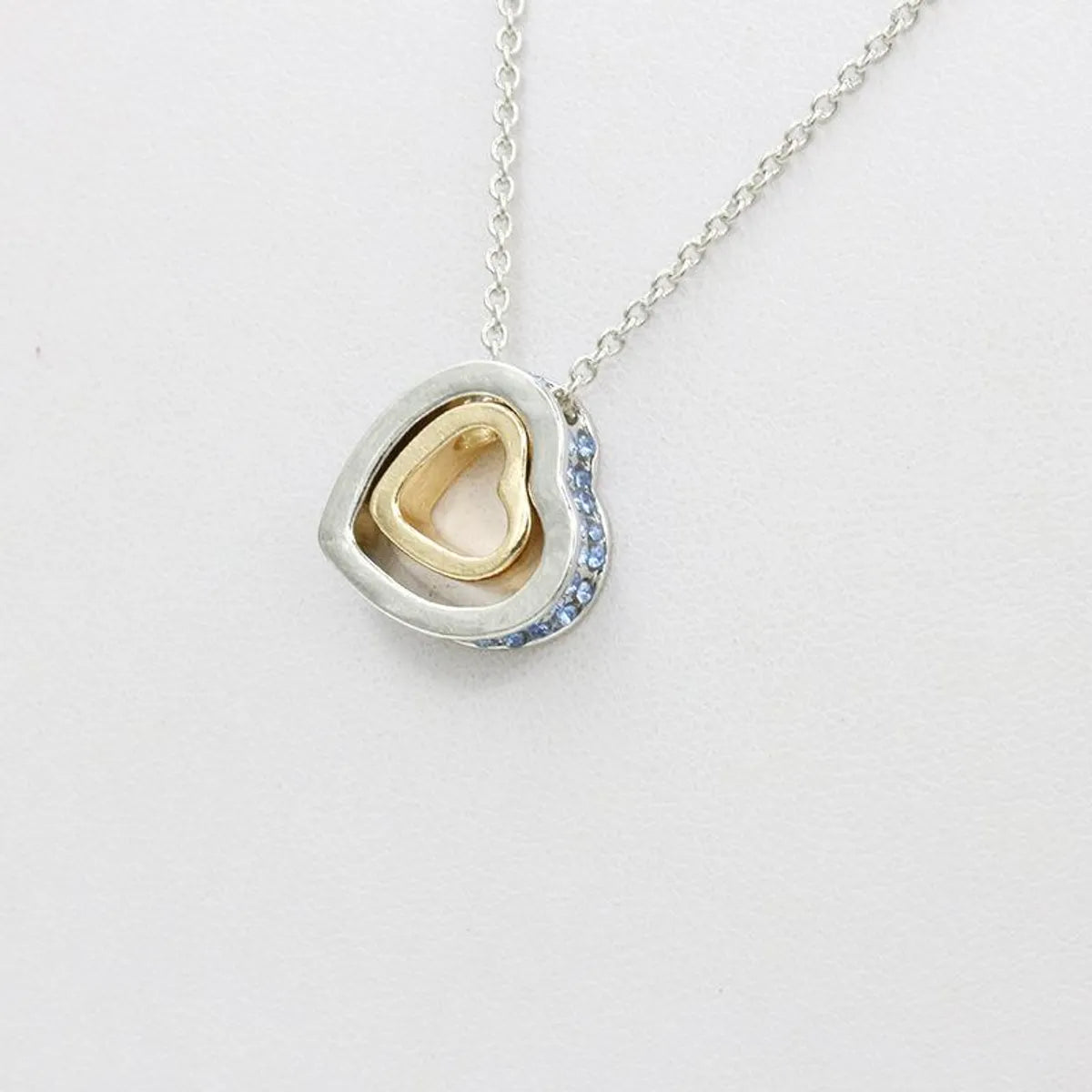 Korean Version Of The Double Heart Artificial Gem Double-layer Peach Heart Clavicle Crystal Necklace Nhdp150120