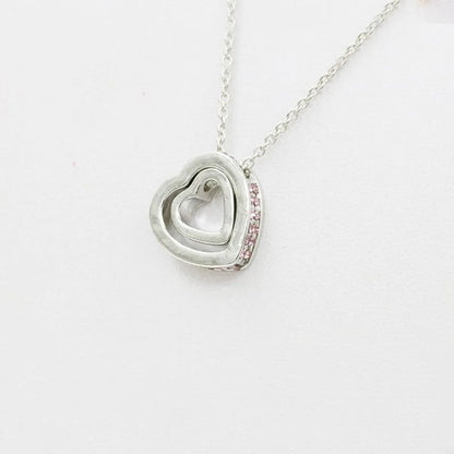 Korean Version Of The Double Heart Artificial Gem Double-layer Peach Heart Clavicle Crystal Necklace Nhdp150120