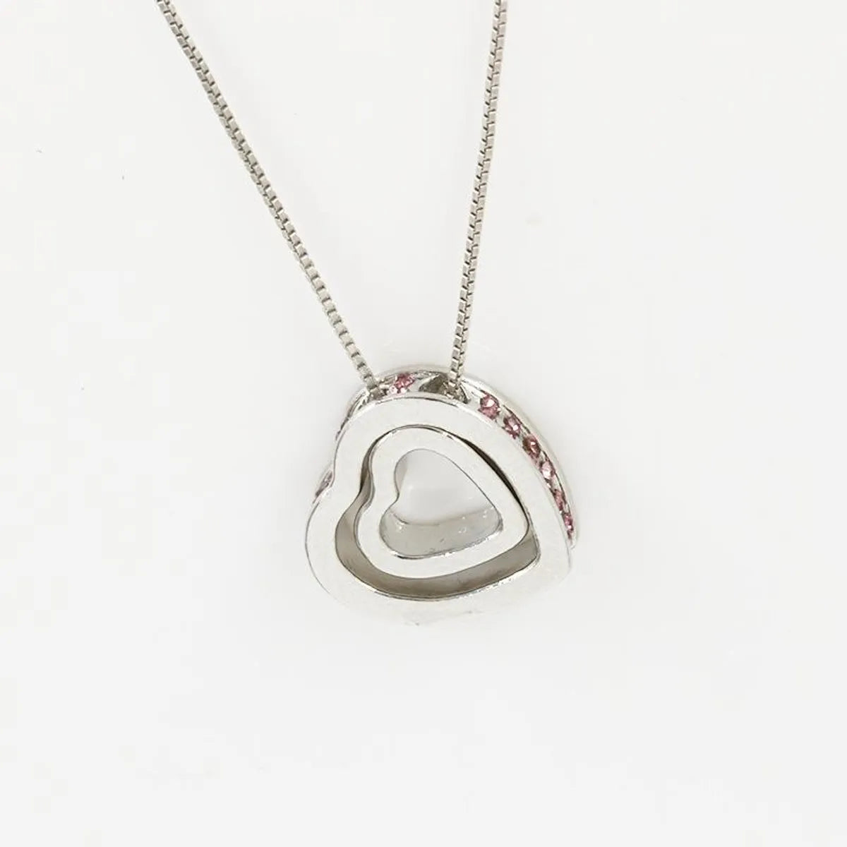 Korean Version Of The Double Heart Artificial Gem Double-layer Peach Heart Clavicle Crystal Necklace Nhdp150120