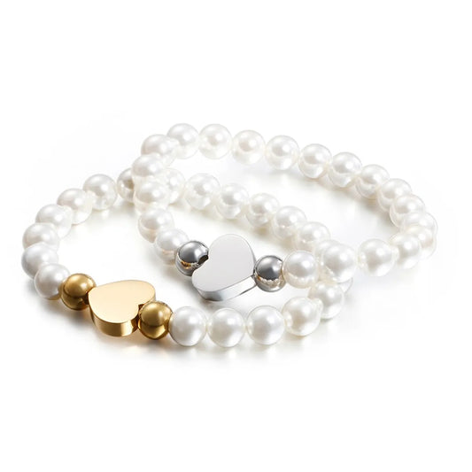 Card Wheel Korean New Shell Pearl Bracelet Love Stainless Steel Bracelet Creative Style Women's Bracelet Wholesale