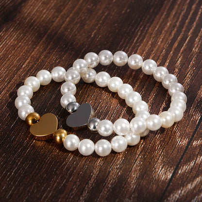 Card Wheel Korean New Shell Pearl Bracelet Love Stainless Steel Bracelet Creative Style Women's Bracelet Wholesale