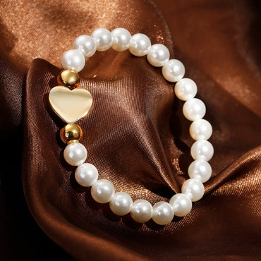 Card Wheel Korean New Shell Pearl Bracelet Love Stainless Steel Bracelet Creative Style Women's Bracelet Wholesale