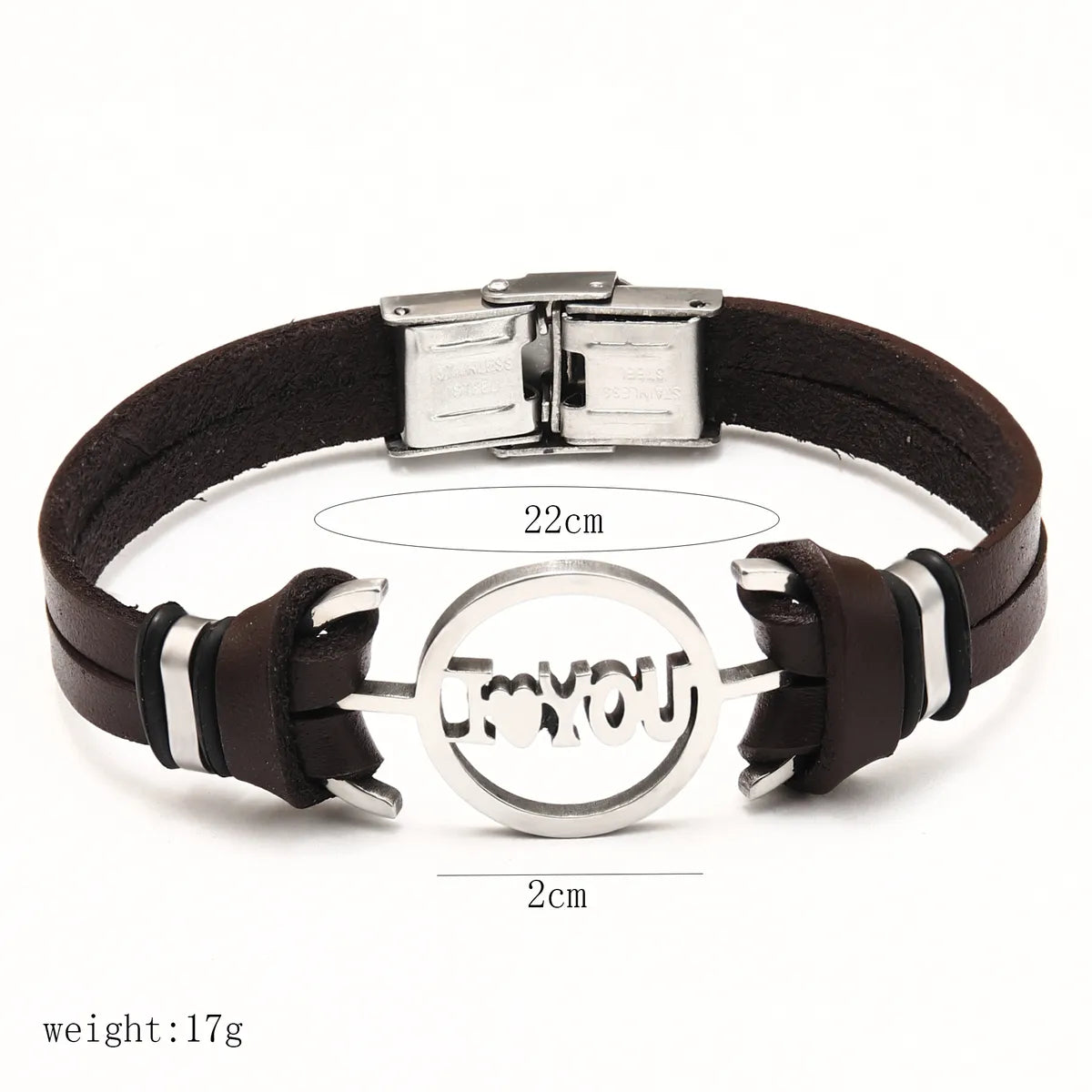 Korean Version Stainless Steel Letter Leather Bracelet Wholesale