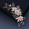 Korean Wedding  Bridal  Flower Pearl Insert  Handmade Crystal  Plate Hair Comb
