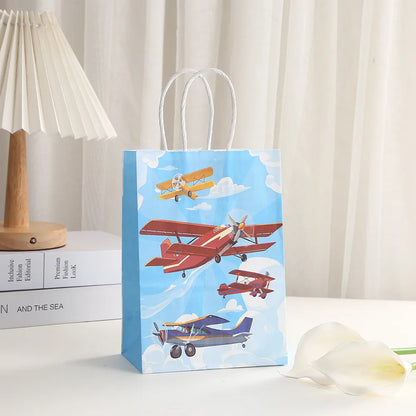 Kraft Paper Bag Party Accompanying Gift Bag Shopping Clothing Tote Bag Aircraft Theme Packaging Bag Wholesale