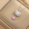 Kt Cat Pendant Necklace Micro Inlaid Zircon Copper Titanium Steel Jewelry With Light Luxury Style Set With Diamonds And Electroplated In Vacuum Furnace