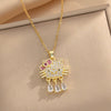 Kt Cat Pendant Necklace Micro Inlaid Zircon Copper Titanium Steel Jewelry With Light Luxury Style Set With Diamonds And Electroplated In Vacuum Furnace
