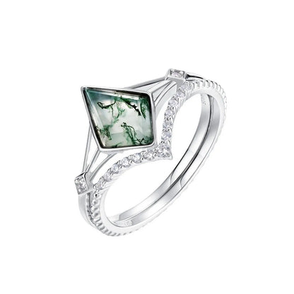 Lab-grown Gemstone Sterling Silver White Gold Plated Elegant Simple Style Geometric Zircon Rings