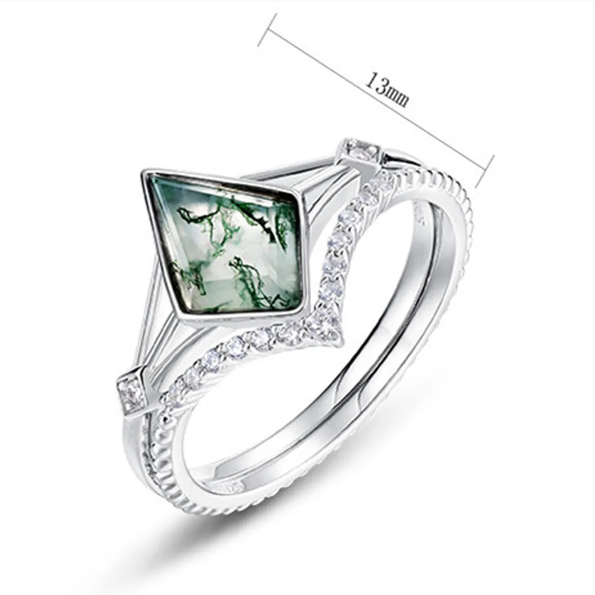 Lab-grown Gemstone Sterling Silver White Gold Plated Elegant Simple Style Geometric Zircon Rings