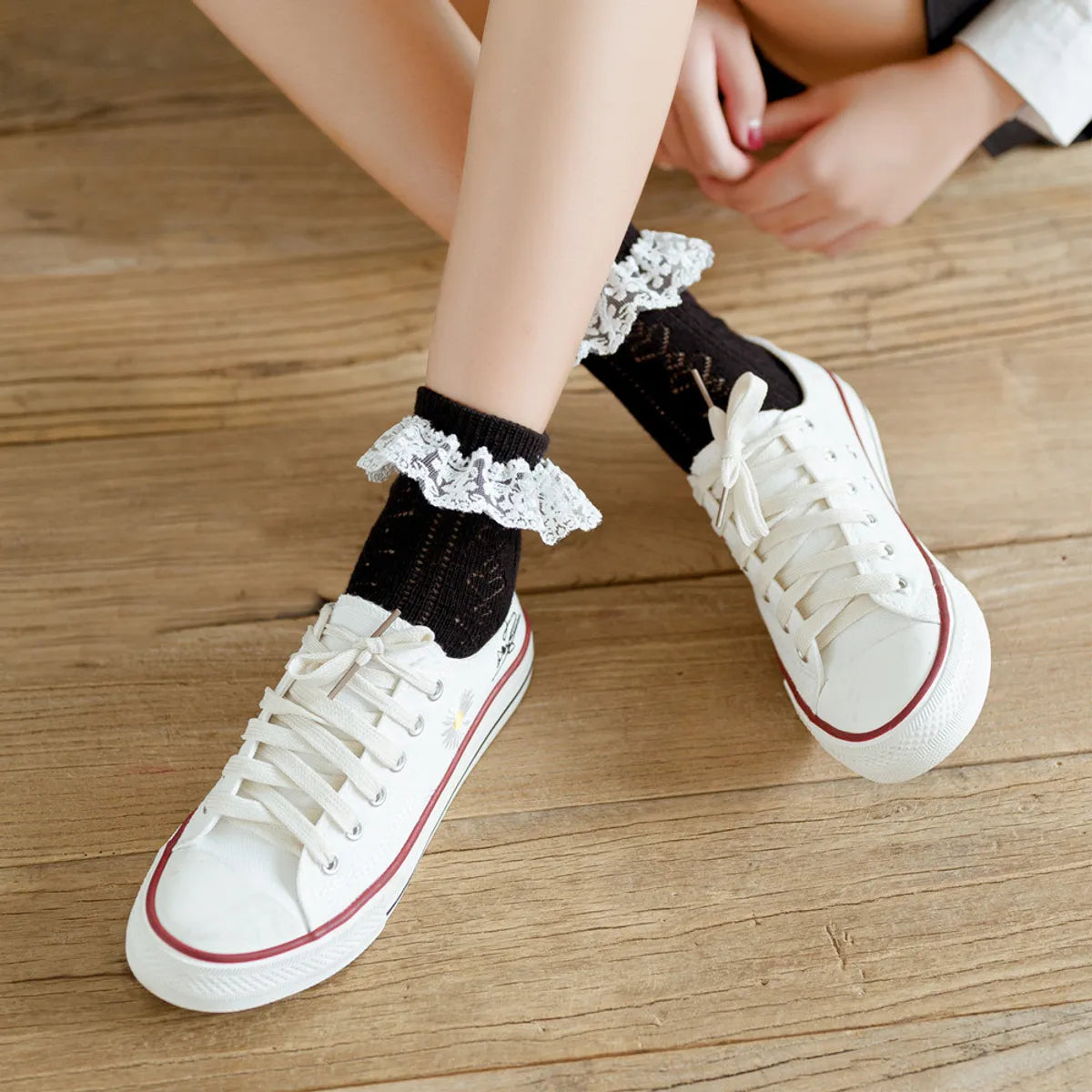 Lace Cotton Tube Socks Trendy Cute Solid Color Cotton Socks Autumn And Winter