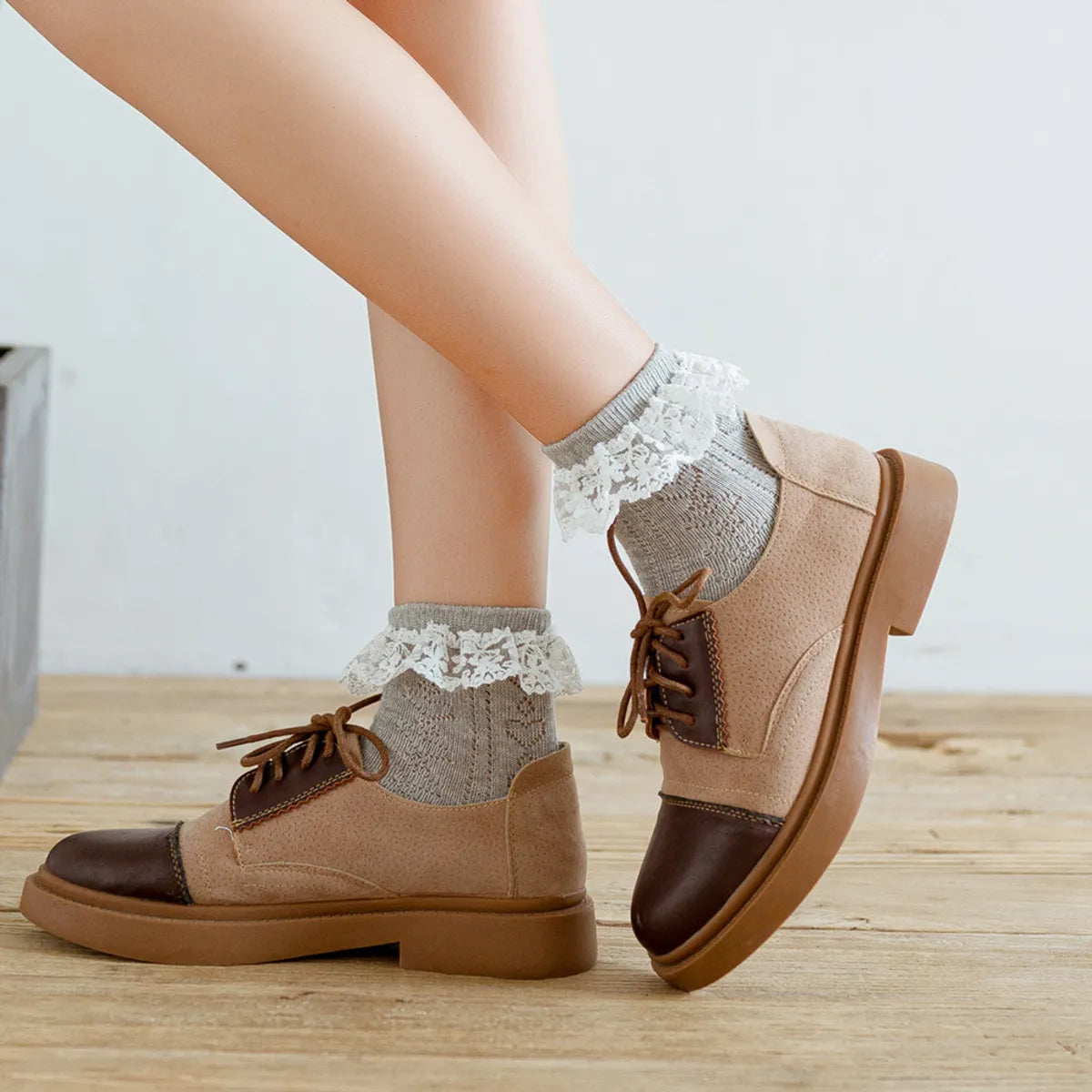 Lace Cotton Tube Socks Trendy Cute Solid Color Cotton Socks Autumn And Winter